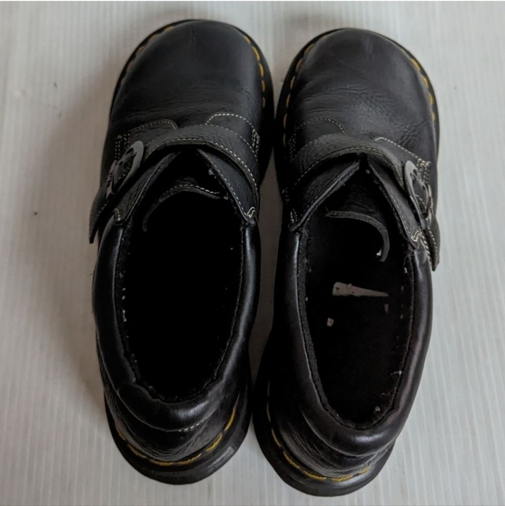 DOC MARTENS 3A78 chunky platform black leather buckle monk loafers Creepers - Picture 5 of 8